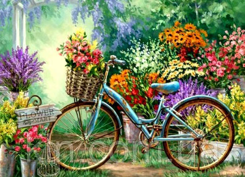 Вишивка камінням на підрамнику подарунок на новий рік 50 х 40 см (арт. TN572) Квітковий магазин, фото 1