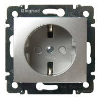 Розетка із заземленням і шторками (алюміній) Legrand Valena