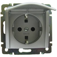 Розетка із заземленням і кришкою (алюміній) Legrand Valena