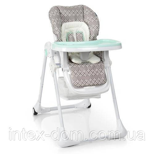 Стільчик для годування дітей Bambi M 3890-4 з шкіри (сіро-м'ятний)