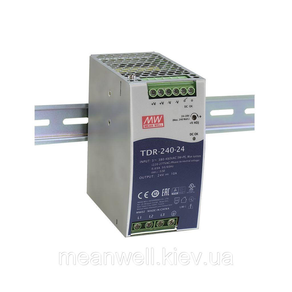 TDR-240-24 Блок живлення на Din-рейку 3-фазний Mean Well 24в, 10 А
