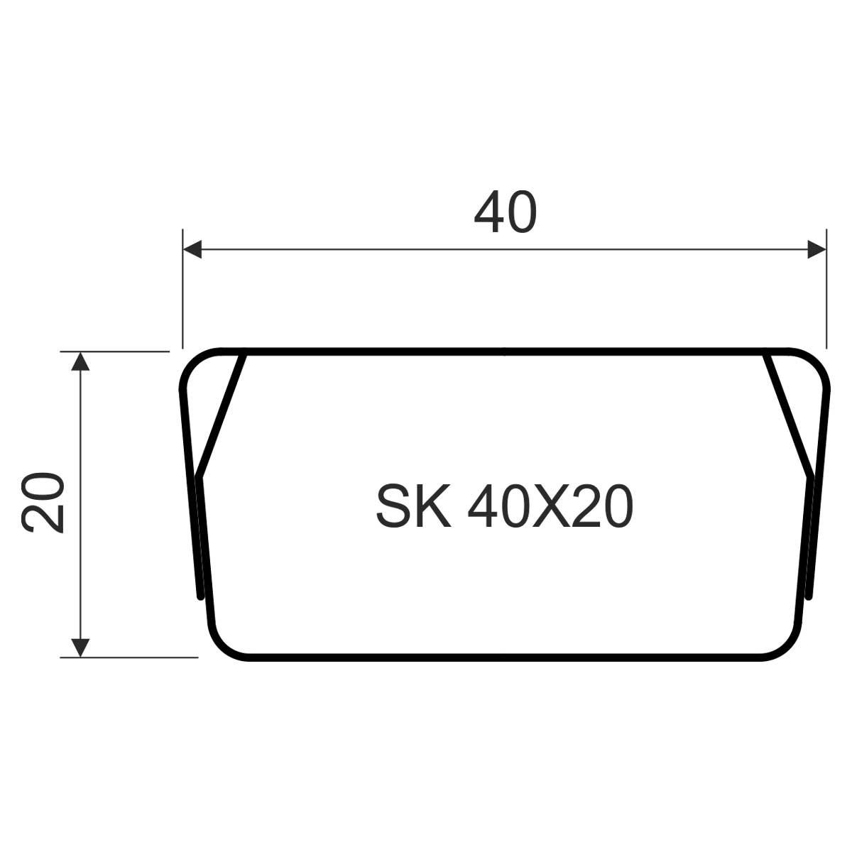 Металевий екрануючий канал 40х20мм; Серія SK;оцин. Сталь SK 40X20_S