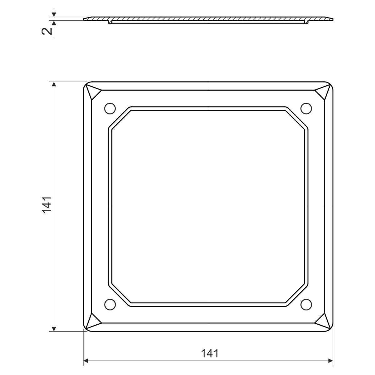 Кришка до коробки КО 100 E; розміри 141х141х2мм; ПВХ V 100 E_HB