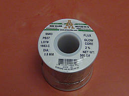 AIM-припій SN63/PB37 Glow Core 2% 0,8 mm 500 g spool