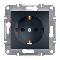 Розетка одинарна з з/к і захисними шторками антрацит Asfora Schneider electric EPH2900271