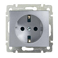 Розетка із заземленням (алюміній) Legrand Valena