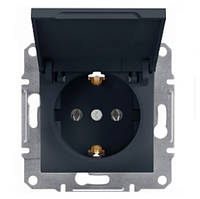Розетка з захисною кришкою та заземленням антрацит Schneider еlectric Asfora EPH3100171