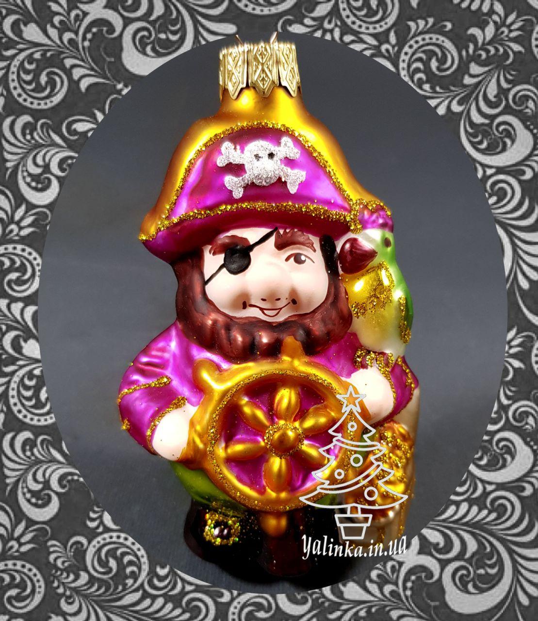 Скляна ялинкова іграшка Пірат