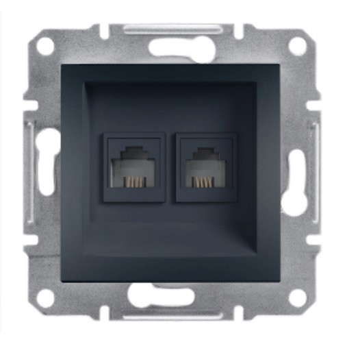Розетка телефонна подвійна антрацит Asfora Schneider еlectric EPH4200171