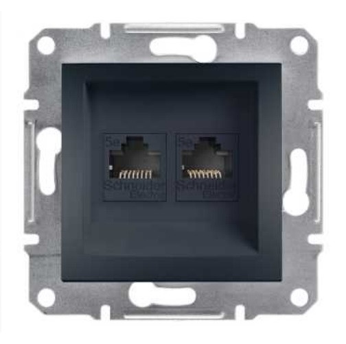 Розетка комп'ютерна подвійна антрацит Schneider electric Asfora EPH4400171