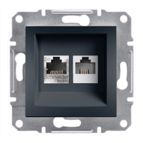Розетка компьютер+ телефон RJ45 + RJ11 антрацит Asfora Schneider electriс EPH4900171