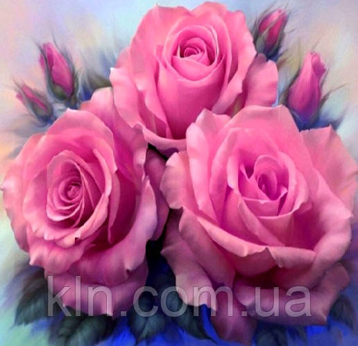 Алмазна вишивка на підрамнику Рожеві троянди 25 х 25 см (арт. TN310), фото 1