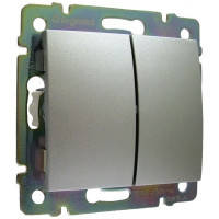 Вимикач прохідний 2-клавішний (алюміній) Legrand Valena