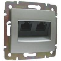 Розетка комп'ютерна RJ45 кат.5е UTP, 2-гнесда (алюміній) Legrand Valena