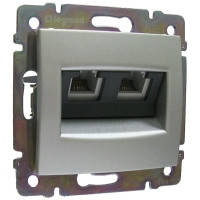 Розетка телефонна RJ11 на 2-гніза (алюміній) Legrand Valena