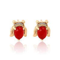 Сережки жучки ХР Gold filled 18k