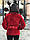 Шуба жіноча натуральна мутонова коротка червона з коміром із єнота, фото 6