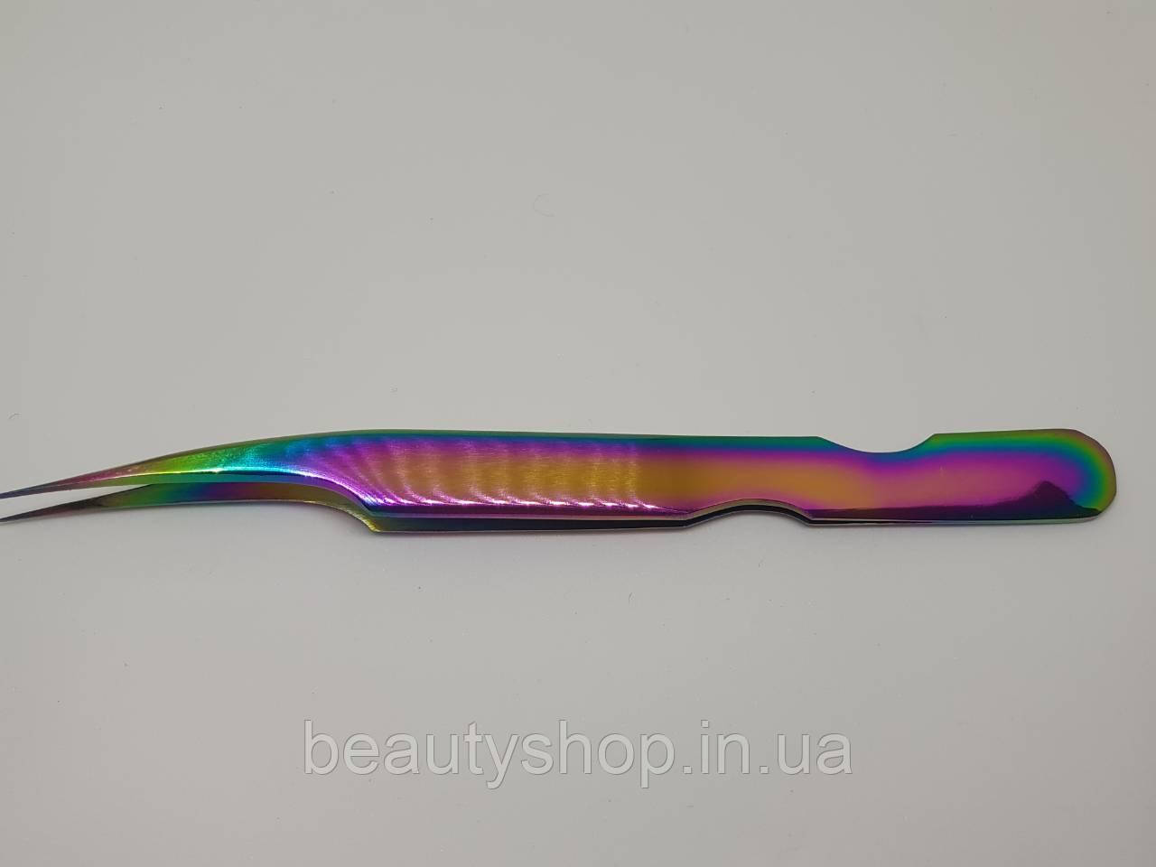 Пінцет для нарощування вій роздільний прямий із вигином Multicolor