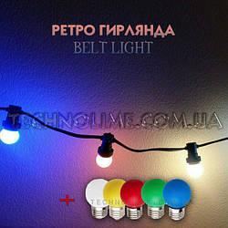 Ретро гірлянда Light Belt (Белт-Лайт) (1 метр/2 патрона) з лампами LED 1 Вт