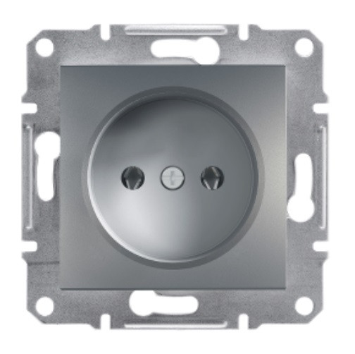 Розетка без заземлення сталь Asfora Schneider electric EPH3000162