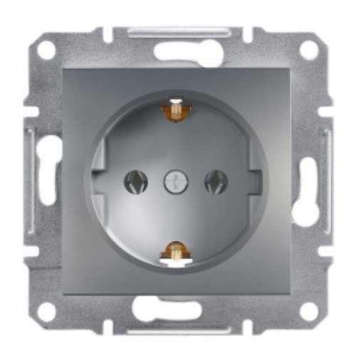 Розетка Asfora Schneider electric з заземленням сталь EPH2900162