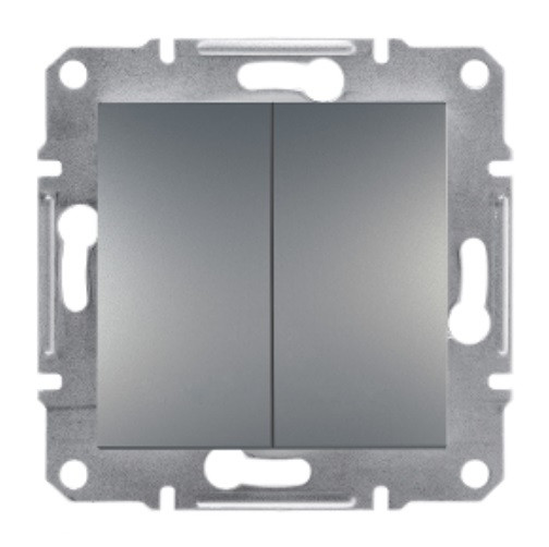 Вимикач двоклавішний сталь Asfora Schneider electric EPH0300162