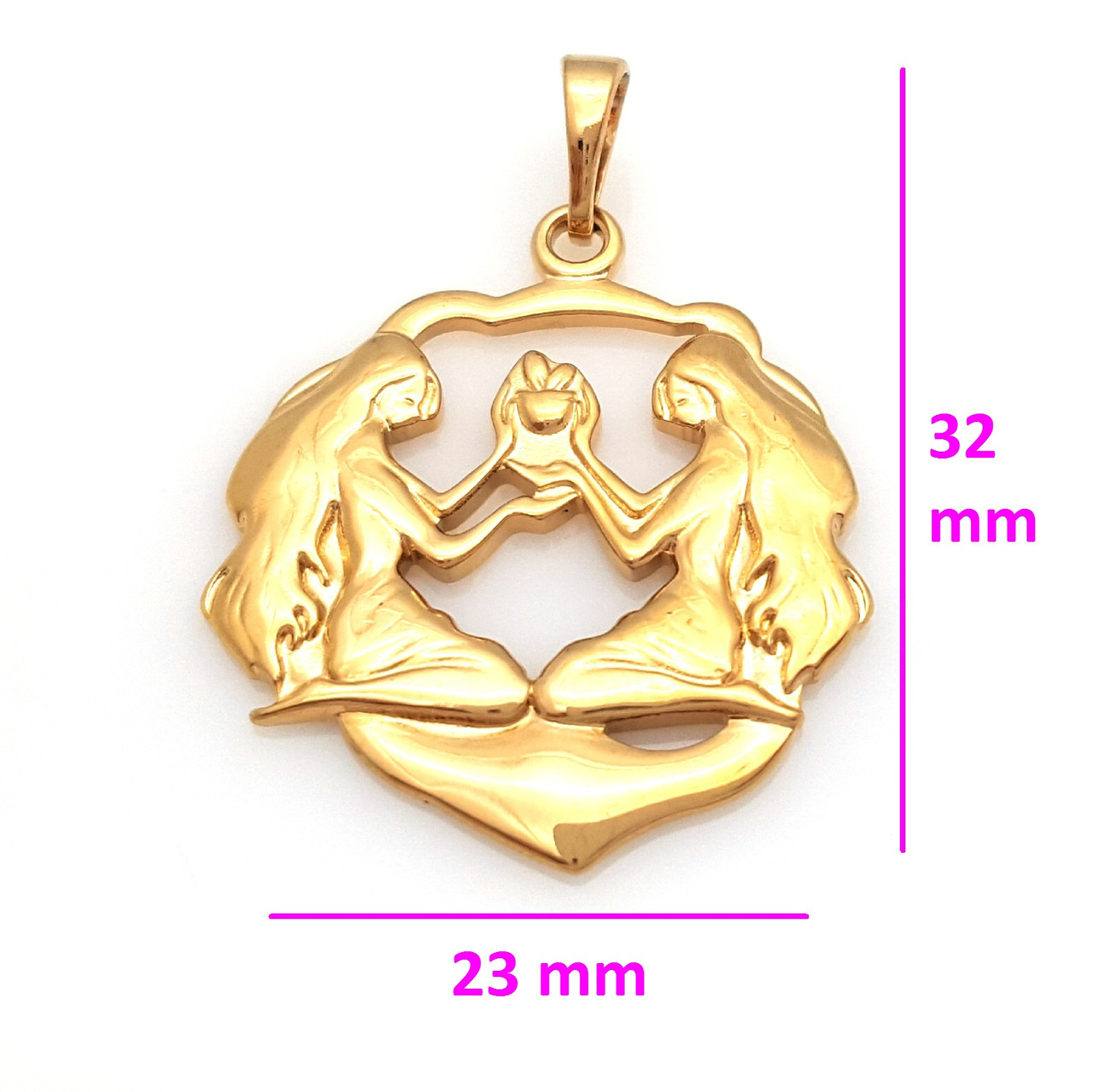 Кулон Знак Зодіаку "Близнюки", без каменів, медичний сплав, 18К