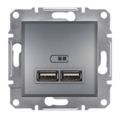 Розетка USB сталь Schneider electriс Asfora EPH2700262