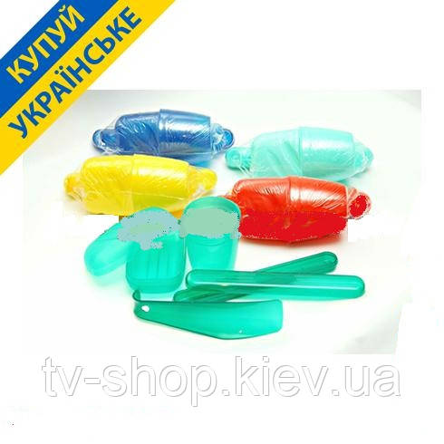 Набір дорожній 4 в 1 (мильниця,лопатка, стакан, чохол для зубн.щітки) в асортиму, фото 1