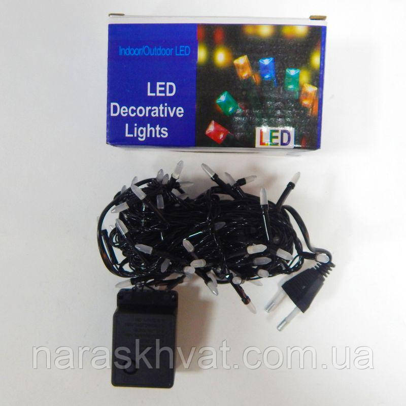 Гірлянда Нитку Насінини Перламутр LED 100 синій, чорний провід