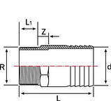 ПВХ штуцер для шлангу з зовнішньою різьбою, фото 2