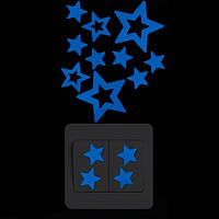Люминесцентная наклейка "Звездочки" - размер 10*10см, (впитывает свет и светится в темноте голубым)