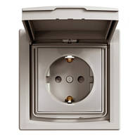 Розетка вологозахищена з заземленням IP44 бронза Schneider electric Asfora EPH3100369