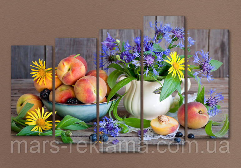 Модульна картина «Персики з квітами»