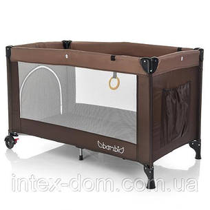 Дитячий манеж Bambi M 3696-4 ігровий вхід і кишеню (коричневий), фото 1