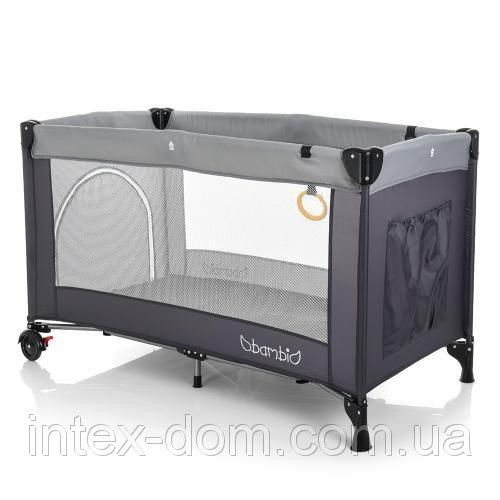 Дитячий манеж Bambi M 3696-2 ігровий вхід і кишеню (сірий)
