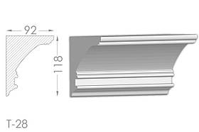 Карниз з гладким профілем, молдинг стельовий з гіпсу т-28