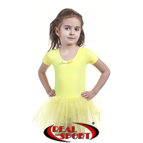Дитячий купальник для танців зі спідничкою й без рукавів, жовтий