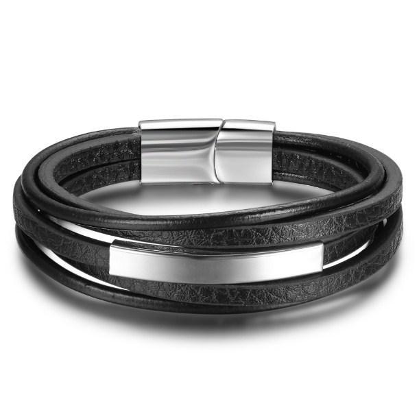 Чоловічий шкіряний браслет Primo Jewelry Punk з магнітною застібкою - Silver, фото 1