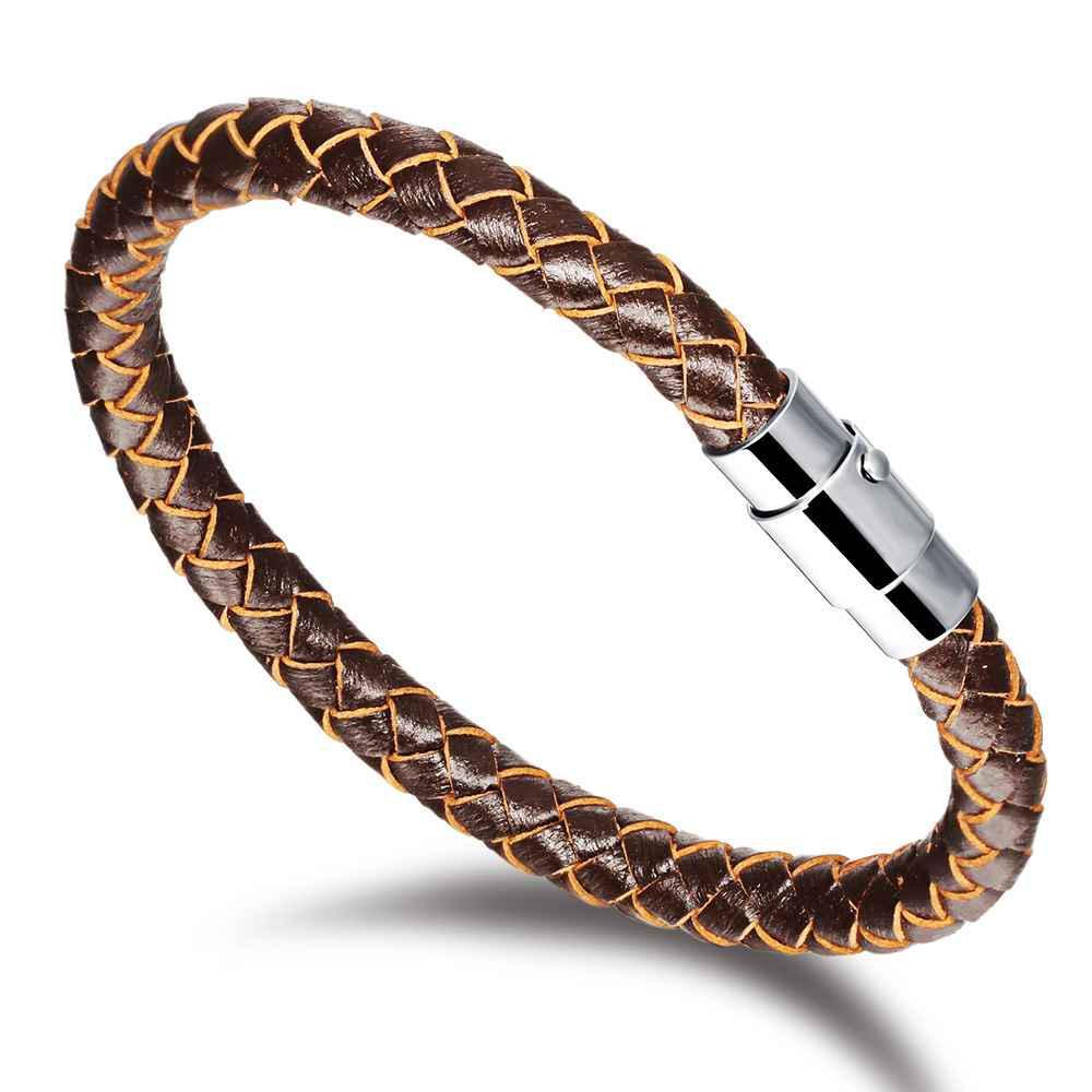 Чоловічий шкіряний браслет Primo Collar з магнітною застібкою - Brown, фото 1
