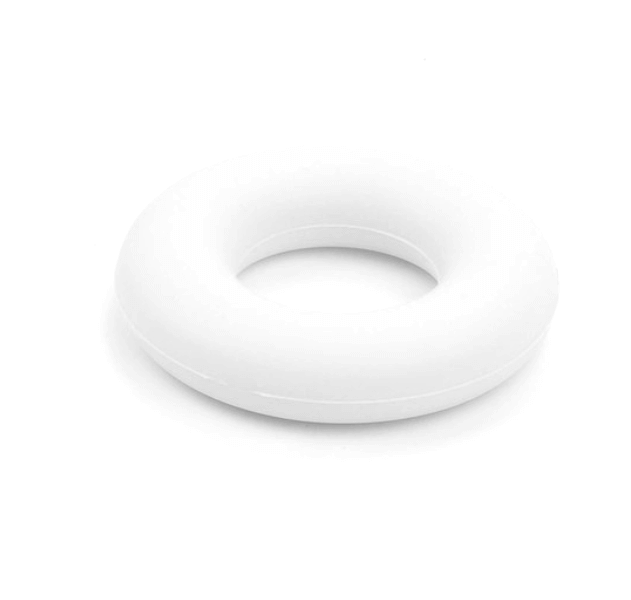 Колечко бублик (білий) 43мм, намистини з харчового силікону, фото 1