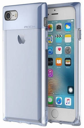 Чохол-накладка ROCK для iPhone 7 (4.7") Crystal ser. TPU+PC Блакитний(648182), фото 1