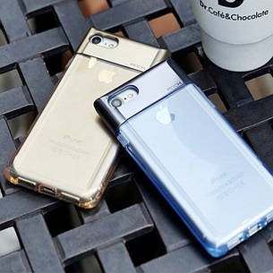 Чохол-накладка ROCK для iPhone 7 (4.7") Crystal ser. TPU+PC Блакитний(648182), фото 3