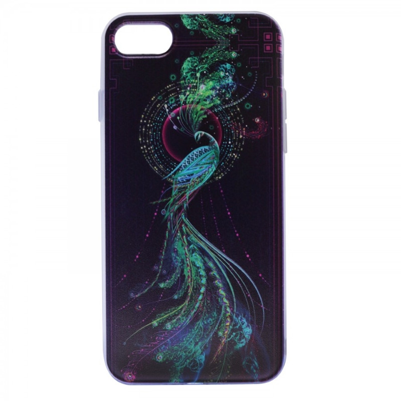 Чохол-накладка для iPhone 7 (4.7") Космічні тварини ser. TPU Прозорий/Павлін