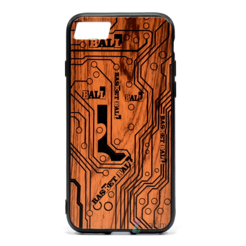 Чохол-накладка для iPhone 7 (4.7") Wood Plating ser. Коричневий/чорний