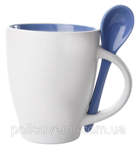 Білі керамічні кружки з ложкою