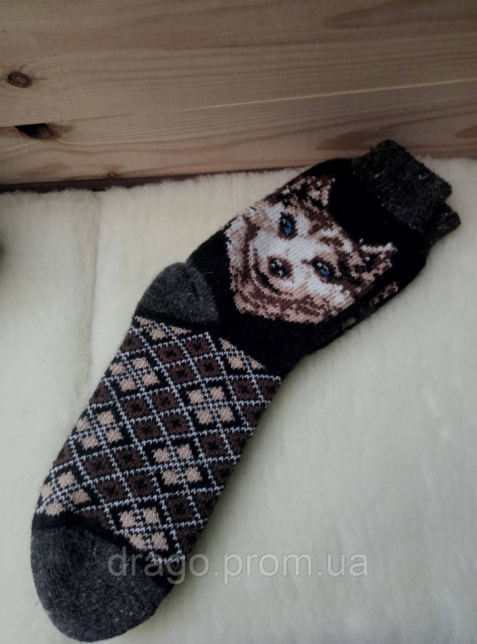 Мужские носки из овечьей шерсти с узором разные цвета - фото 2 - id-p806251104