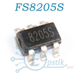 FS8205S, (8205S), транзисторна збірка, 20V 6A dual N-channel mosfet, SOT23-6