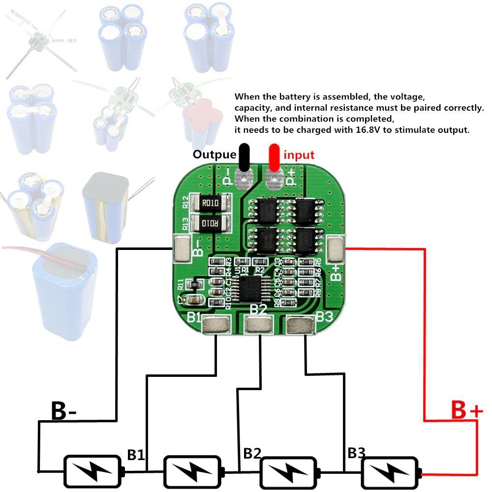 BMS 4S 20A 14.8-16.8 V Контролер заряду/розряду з захистом Li-ion 18650