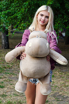 М'яка іграшка Бегемотик Бадді 75 см Рожевий бегемотик Бегемотик плюшевий Дитячі іграшки Мокко